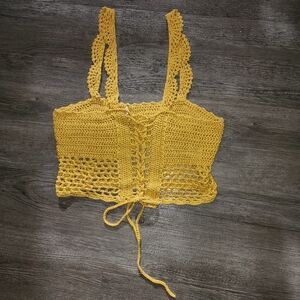 Yellow Knitted Cropped Cami